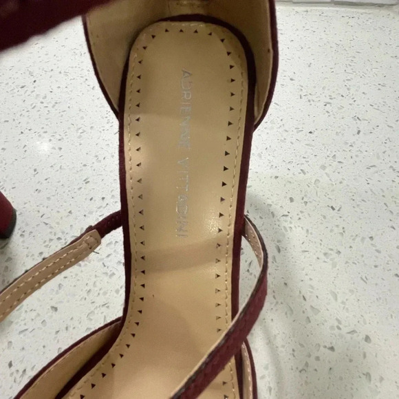 Adrienne Vittadini Suede Nocera Cage Heels Size 8 Wine NEW Stack Heel Zipper NEW - Picture 7 of 9